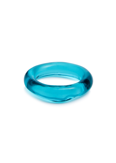 Shop Sandralexandra Linear Glass Ring In Aqua