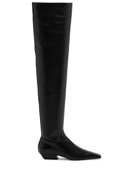 Shop Khaite Marfa 40 Leather Over-the-knee Boots In Black