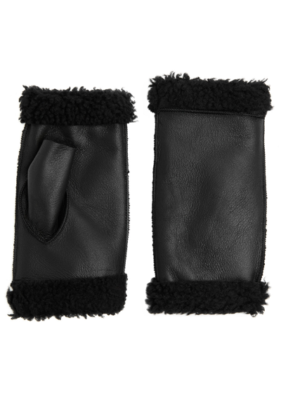 Shop Dents Vera Fingerless Leather Gloves In Black
