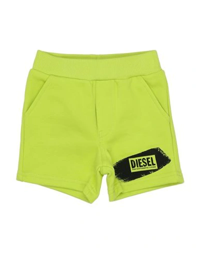 Shop Diesel Newborn Boy Shorts & Bermuda Shorts Acid Green Size 3 Cotton, Elastane