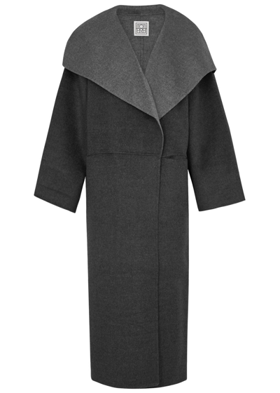 Shop Totême Two-tone Wool-blend Coat In Grey