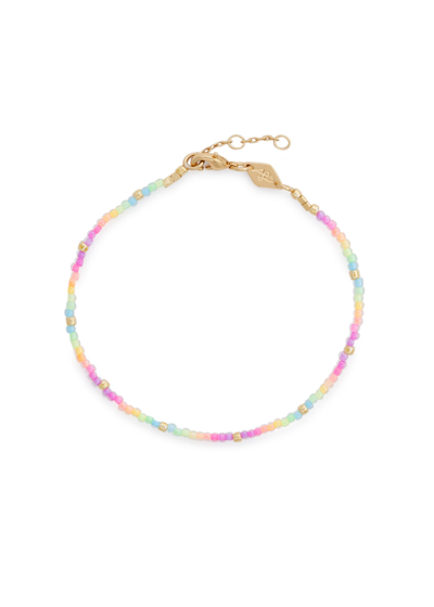 Shop Anni Lu Neon Rainbow 18kt Gold-plated Beaded Bracelet In Multicoloured 1
