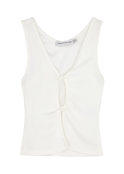 Shop Christopher Esber Open Twist Ribbed Stretch-jersey Tank In White