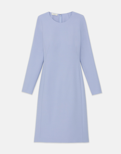 Shop Lafayette 148 Petite Wool-silk Crepe Long Sleeve Sheath Dress In Wild Bluet