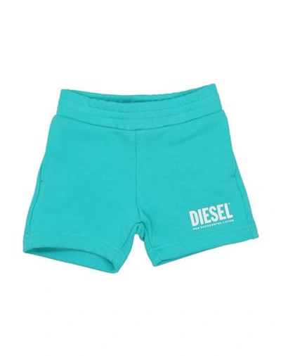 Shop Diesel Newborn Boy Shorts & Bermuda Shorts Turquoise Size 3 Cotton In Blue