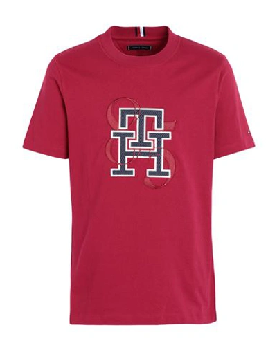 Shop Tommy Hilfiger Man T-shirt Garnet Size L Cotton In Red