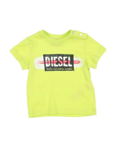 Shop Diesel Newborn Boy T-shirt Acid Green Size 3 Cotton