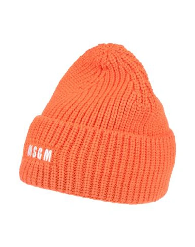 Shop Msgm Toddler Hat Orange Size 4 Virgin Wool, Acrylic