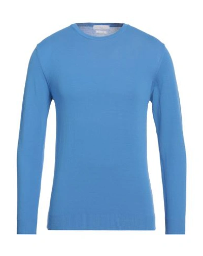 Shop Daniele Fiesoli Man Sweater Azure Size M Cotton In Blue