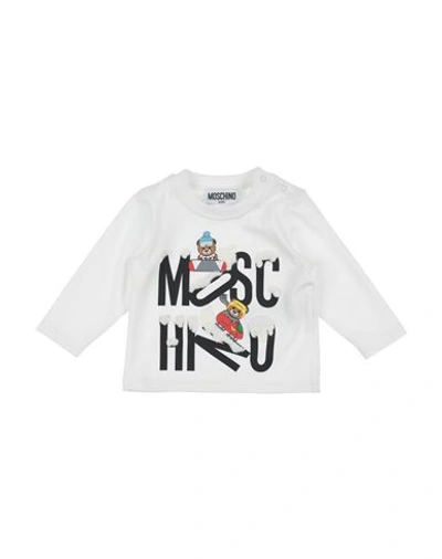 Shop Moschino Baby Newborn T-shirt White Size 3 Cotton, Elastane, Wool, Acrylic, Polyamide