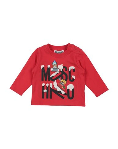 Moschino Baby Newborn T-shirt Red Size 3 Cotton, Elastane, Wool, Acrylic, Polyamide In Red
