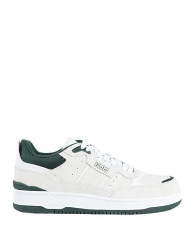 Shop Polo Ralph Lauren Man Sneakers Off White Size 9 Soft Leather, Textile Fibers