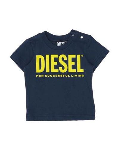 Shop Diesel Newborn T-shirt Midnight Blue Size 3 Cotton
