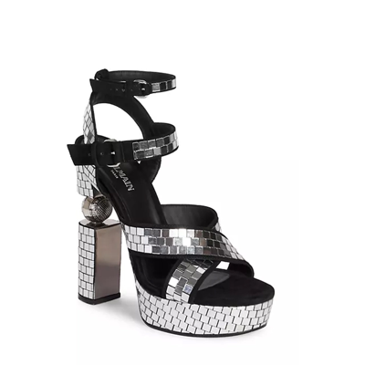 Shop Balmain Jeni Mirror Platform Sandals