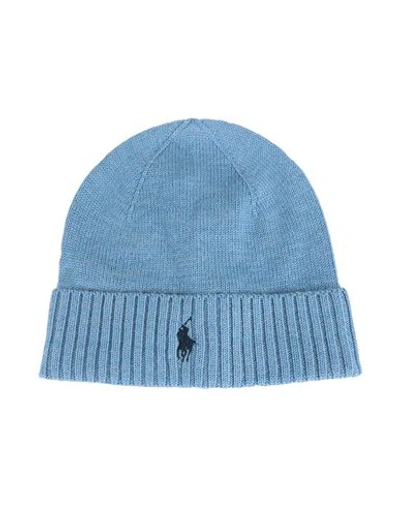 Shop Polo Ralph Lauren Man Hat Light Blue Size Onesize Wool