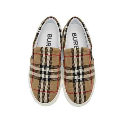 Shop Burberry Canvas Slip On Sneakers