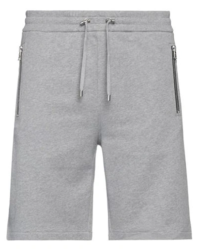 Shop Balmain Man Shorts & Bermuda Shorts Grey Size Xxl Cotton, Elastane