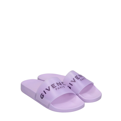 Givenchy Purple Logo Flat Sandals | ModeSens