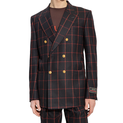 Gucci Men Double-breasted Check Blazer