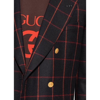 Shop Gucci Wool Checked Blazer