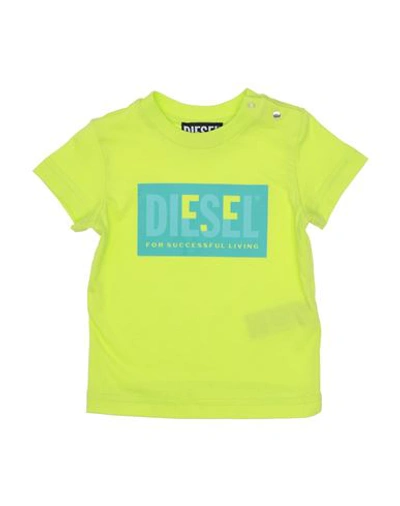 Shop Diesel Newborn T-shirt Acid Green Size 3 Cotton