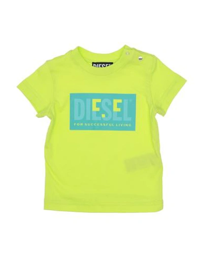 Diesel Newborn T-shirt Acid Green Size 3 Cotton In Green