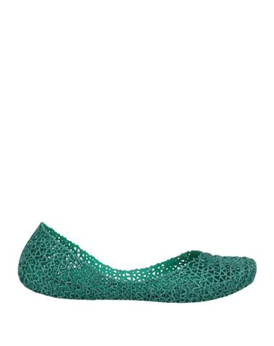 Shop Melissa + Campana Woman Ballet Flats Emerald Green Size 10 Pvc - Polyvinyl Chloride