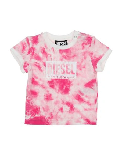 Diesel Newborn T-shirt Fuchsia Size 3 Cotton, Elastane In Pink