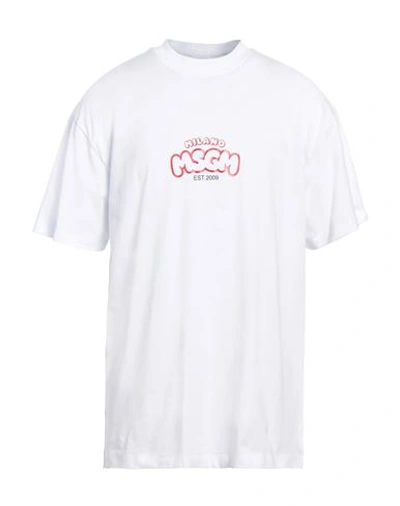 Msgm Man T-shirt White Size L Cotton In White