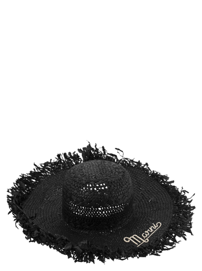 Shop Marni Raffia Hat With Logo