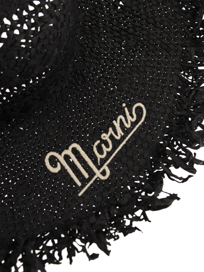 Shop Marni Raffia Hat With Logo