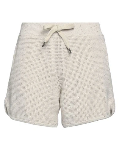 Shop Brunello Cucinelli Woman Shorts & Bermuda Shorts Beige Size Xl Cotton, Polyester, Brass, Acetate, Si