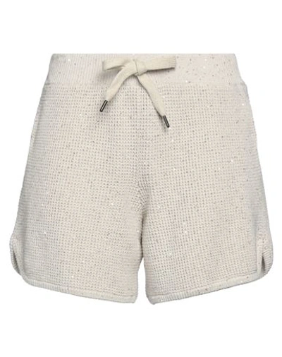 Brunello Cucinelli Woman Shorts & Bermuda Shorts Beige Size Xl Cotton, Polyester, Brass, Acetate, Si In Beige