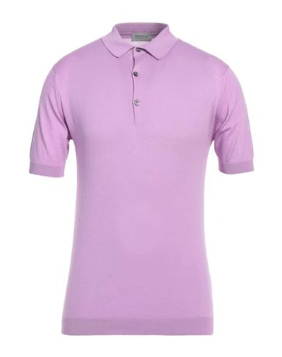 Shop John Smedley Man Sweater Mauve Size M Cotton In Purple