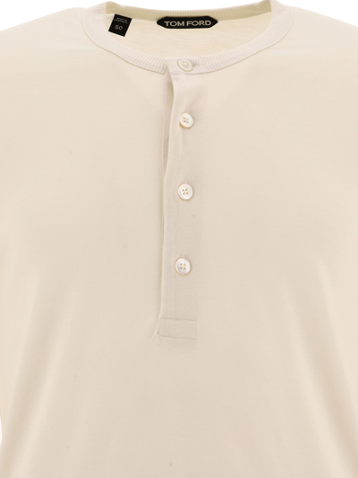 Shop Tom Ford Lyocell Buttoned T Shirt