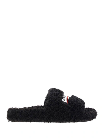 Shop Balenciaga Furry Slide Shoes
