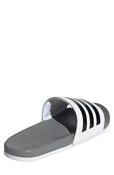 Shop Adidas Originals Gender Inclusive Adilette Comfort Slide Sandal In White/ Black/ Grey
