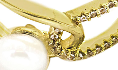 Shop Panacea Feshwater Pearl Open Ring In Gold Pearl