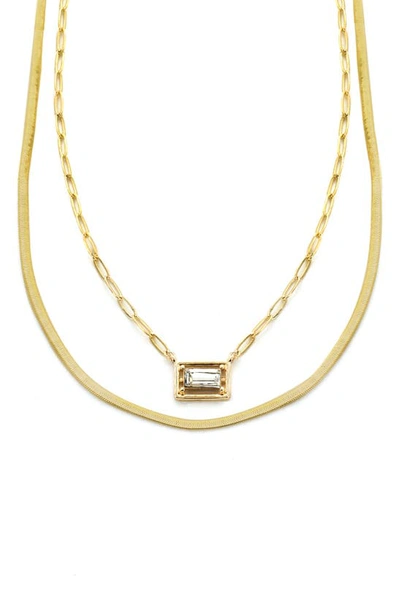 Shop Panacea Crystal Layered Chain Necklace In Gold
