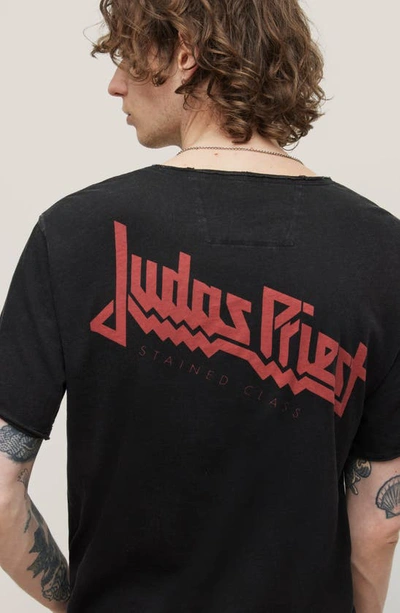 John Varvatos Judas Priest Raw Edge Cotton Graphic Tee In Black