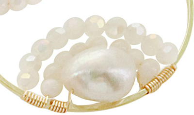 Shop Panacea Freshwater Pearl Beaded Frontal Hoop Drop Earrings In White
