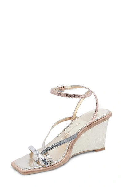 Shop Dolce Vita Gemini Ankle Strap Wedge Sandal In Metallic Multi Crackled Stella
