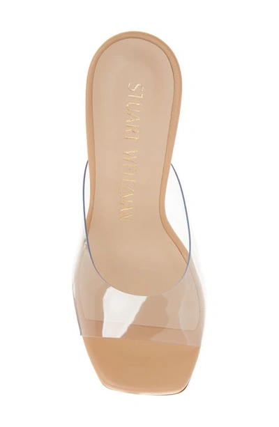 Stuart Weitzman Tia 100 Lucite Womens Vinyl Slip-on Wedge Sandals In Clear/adobe