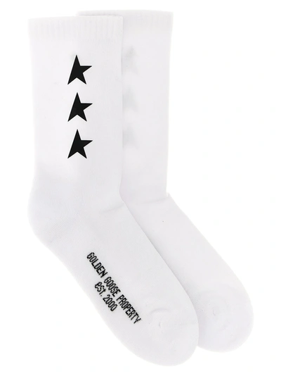 Shop Golden Goose Logo Print Socks White/black