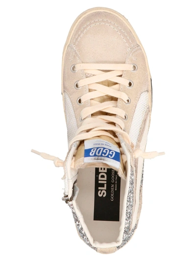 Shop Golden Goose Slide Double Quarter Sneakers Silver