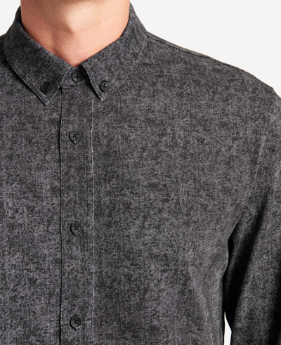 Kenneth Cole Stretch Print Button-down Shirt In Black