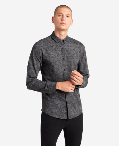 Kenneth Cole Stretch Print Button-down Shirt In Black