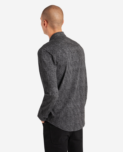 Kenneth Cole Stretch Print Button-down Shirt In Black