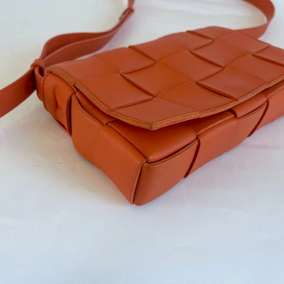 Pre-owned Bottega Veneta Orange Intrecciato Leather Cassette Shoulder Bag