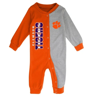 Shop Outerstuff Infant Orange/heather Gray Clemson Tigers Halftime Two-tone Sleeper